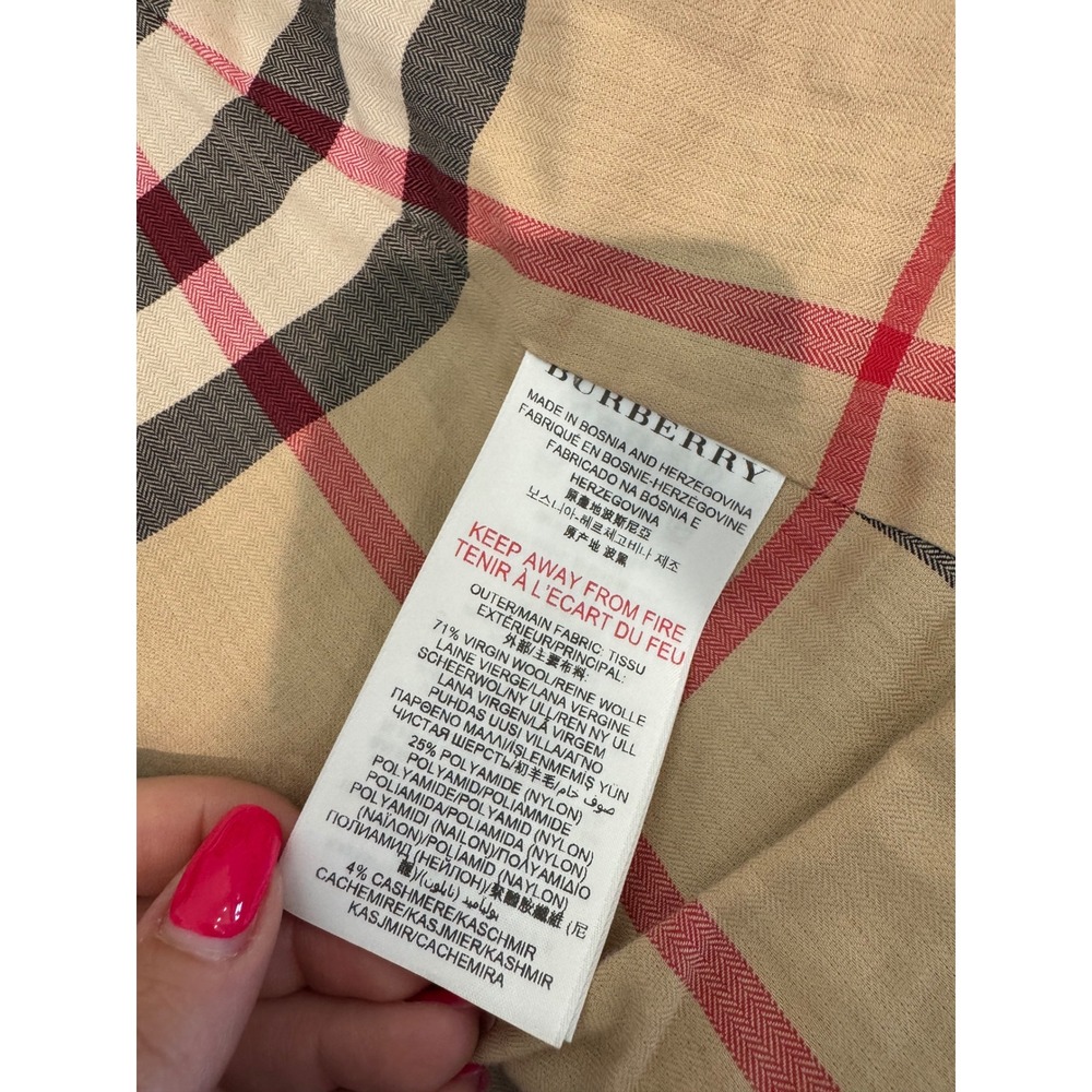 NWOT Burberry Pea Coat Kids 12M Black Wool Cashmere Double Breasted Nova Check - Picture 5 of 14